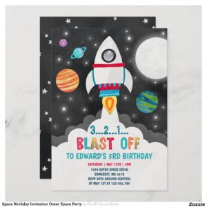 Space Birthday Invitation Outer Space Party