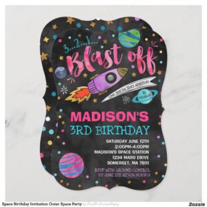 Space Birthday Invitation Outer Space Party