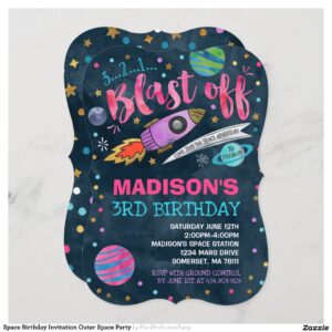 Space Birthday Invitation Outer Space Party