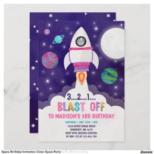 Space Birthday Invitation Outer Space Party