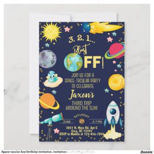 Space-tacular boy birthday invitation. invitation