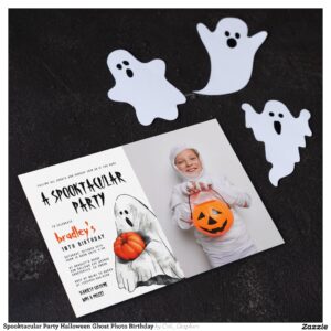 Spooktacular Party Halloween Ghost Photo Birthday Invitation
