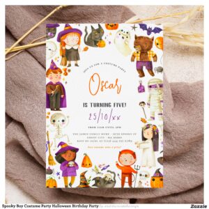 Spooky Boy Costume Party Halloween Birthday Party Invitation