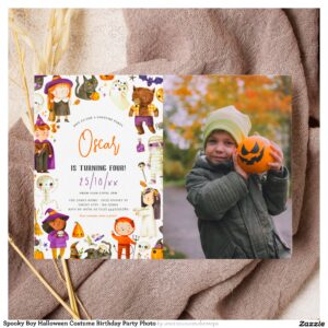Spooky Boy Halloween Costume Birthday Party Photo Invitation