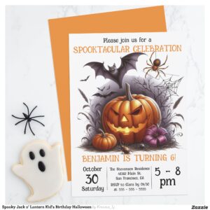 Spooky Jack o' Lantern Kid's Birthday Halloween Invitation