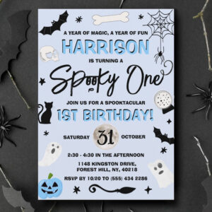 Spooky One! Boys Halloween 1st Birthday Invitation