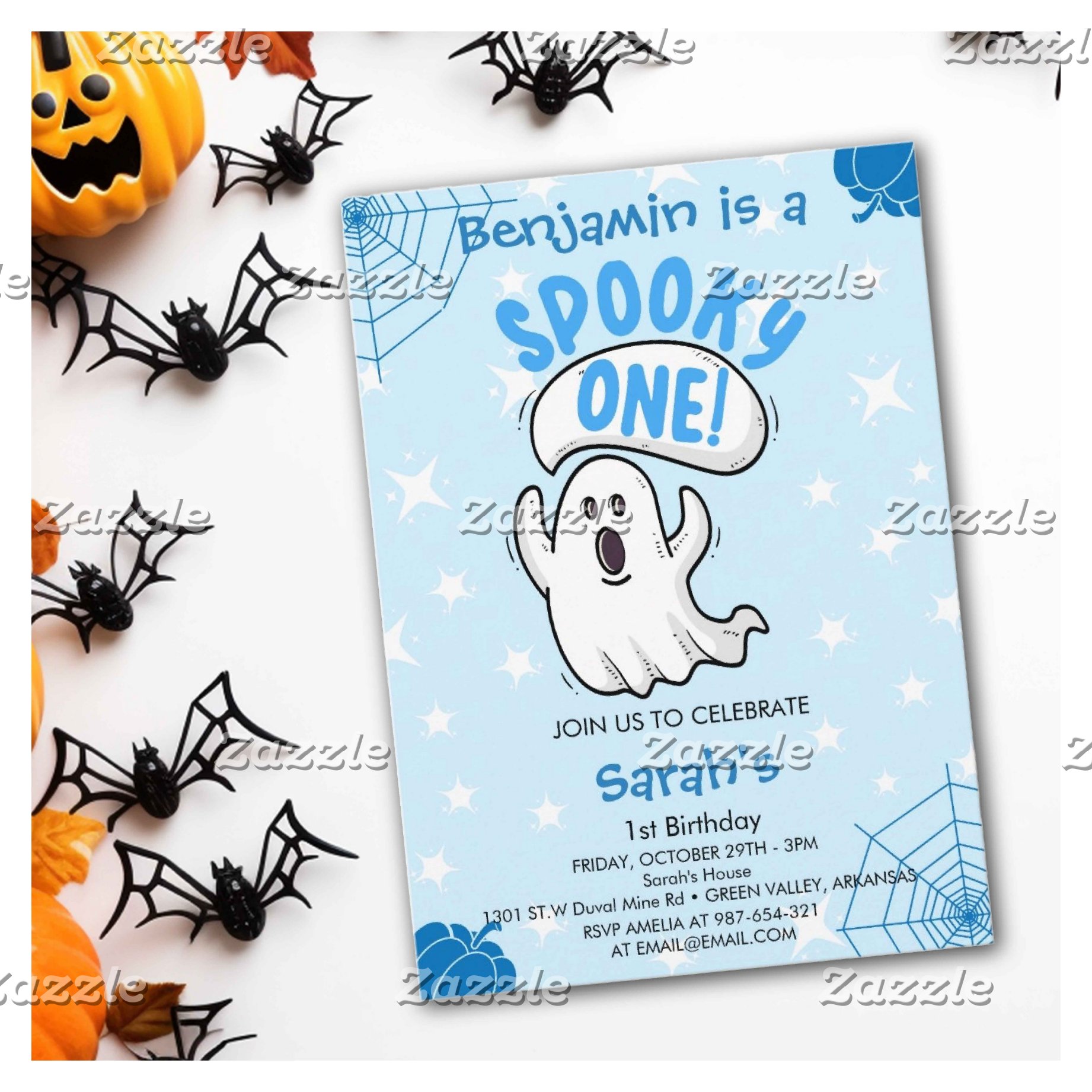 Spooky One Cute Funny Halloween Ghost 1st Birthday Invitation