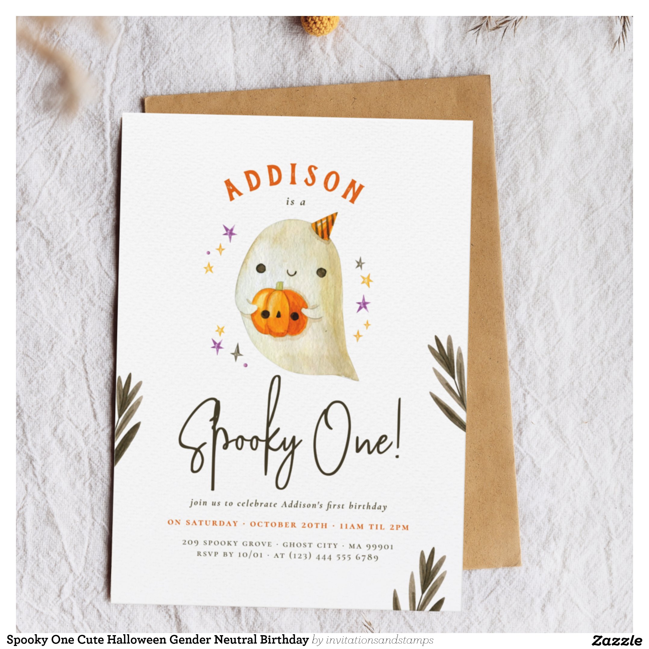 Spooky One Cute Halloween Gender Neutral Birthday Invitation