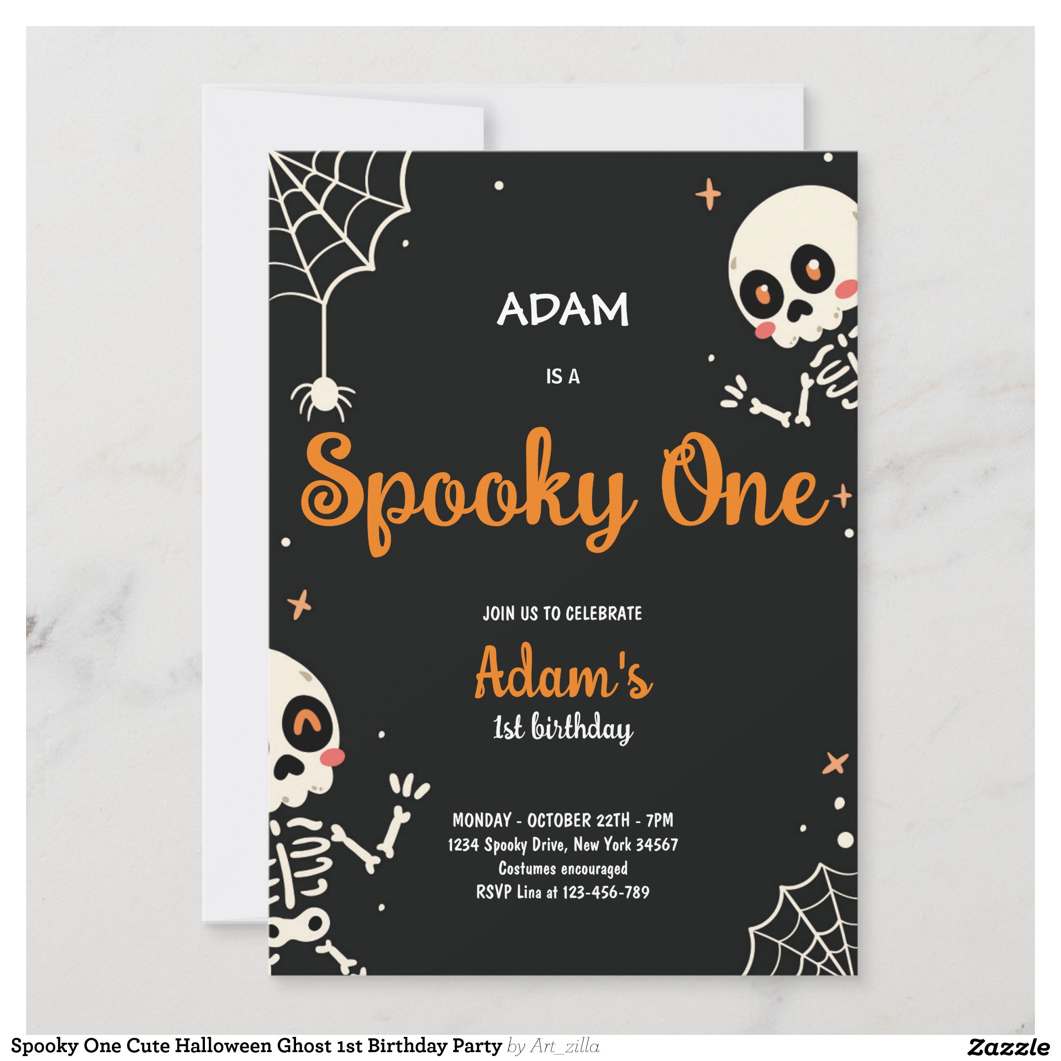 Spooky One Cute Halloween Ghost 1st Birthday Party Invitation