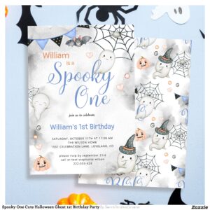 Spooky One Cute Halloween Ghost 1st Birthday Party Invitation