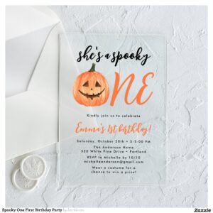 Spooky One First Birthday Party Acrylic Invitations