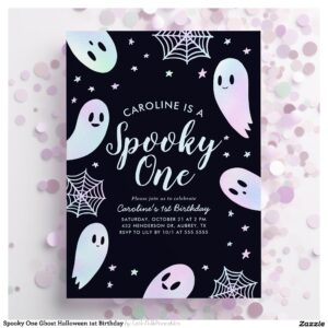 Spooky One Ghost Halloween 1st Birthday Invitation