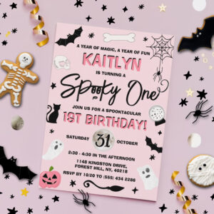 Spooky One! Girls Halloween 1st Birthday Invitation