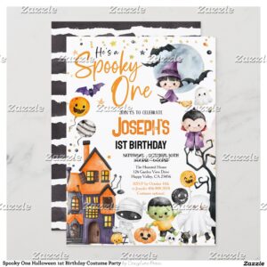 Spooky One Halloween 1st Birthday Costume Party Invitation