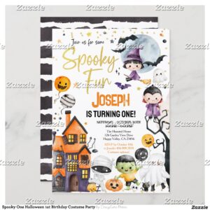 Spooky One Halloween 1st Birthday Costume Party Invitation