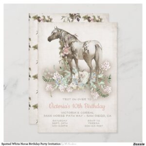 Spotted White Horse Birthday Party Invitation