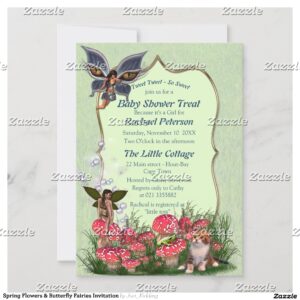 Spring Flowers & Butterfly Fairies Invitation