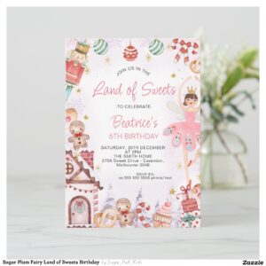 Sugar Plum Fairy Land of Sweets Birthday Invitation