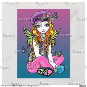 "Sunny" Candied Butterfly Rainbow Fairy Postcard