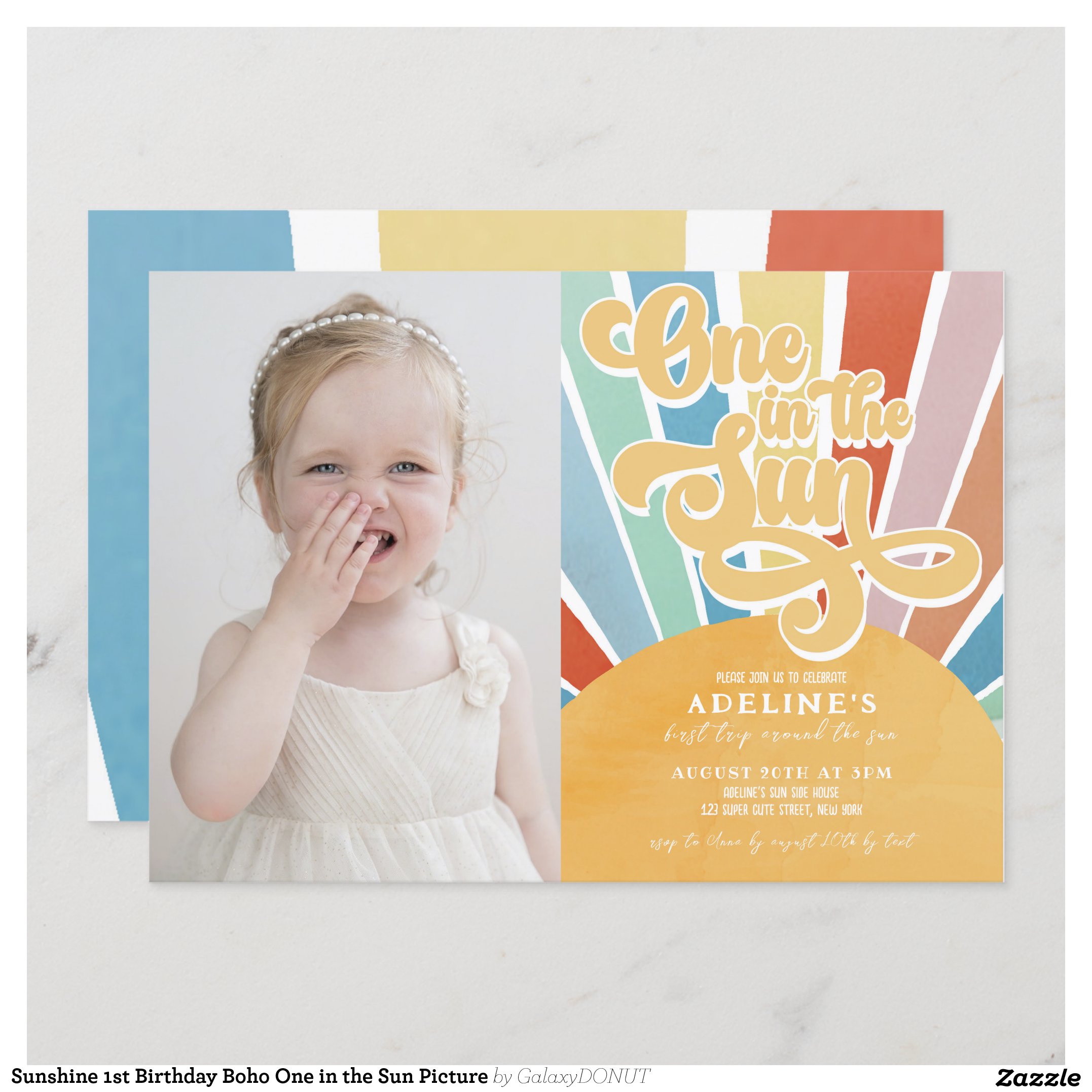 Sunshine 1st Birthday Boho One in the Sun Picture Invitation