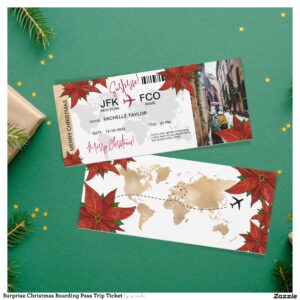 Surprise Christmas Boarding Pass Trip Ticket Invitation