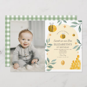 Sweet as can bee 1st Birthday Invitation