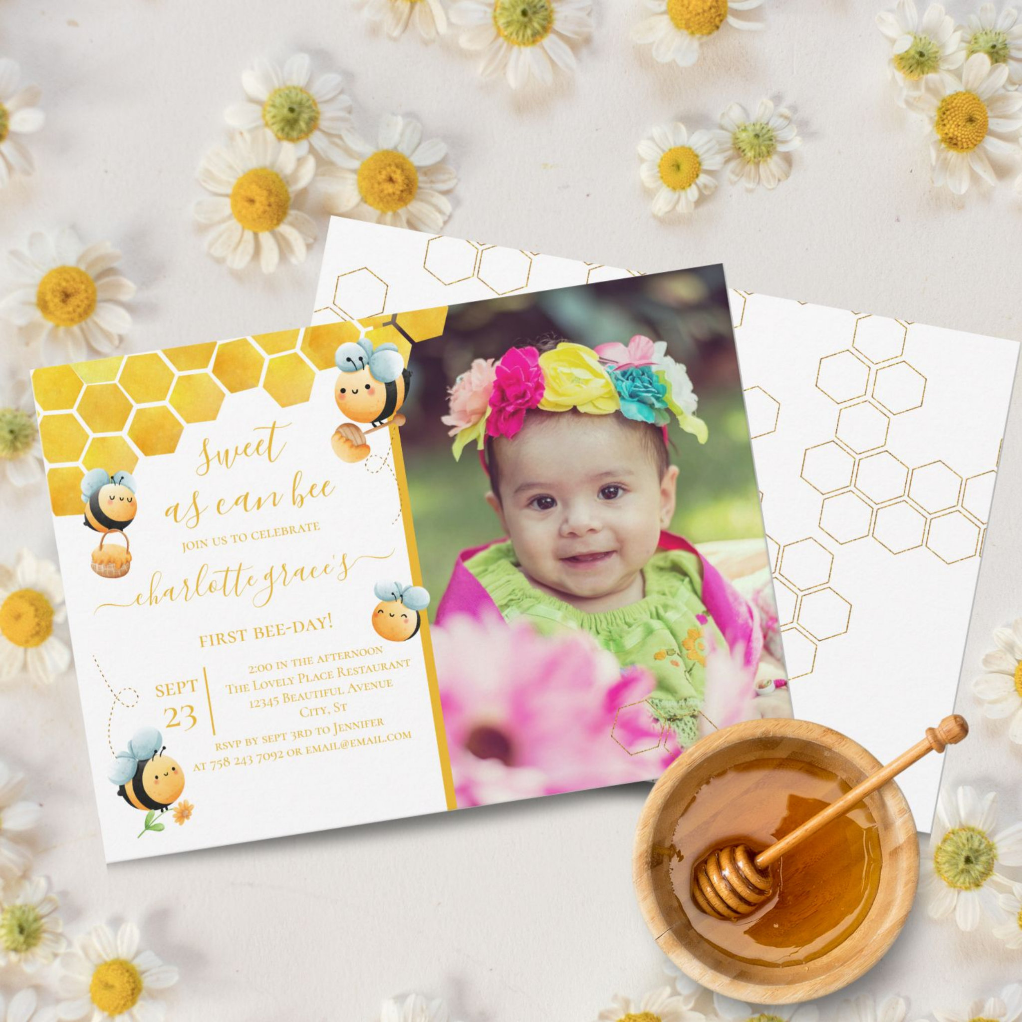 Sweet As Can Bee Any Age Photo Birthday Invitatio Invitation