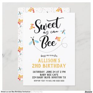 Sweet as can Bee Birthday Invitation