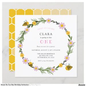 Sweet As Can Bee Birthday Invitation
