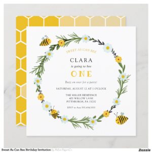 Sweet As Can Bee Birthday Invitation