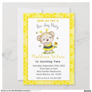 Sweet as Can Bee Birthday Invitation