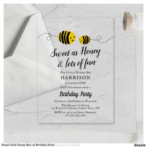 Sweet Little Honey Bee 1st Birthday Party Acrylic Invitations