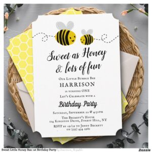 Sweet Little Honey Bee 1st Birthday Party Invitation