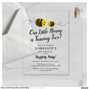 Sweet Little Honey Bee 2nd Birthday Acrylic Invitations