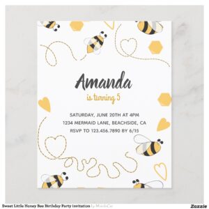 Sweet Little Honey Bee Birthday Party invitation Flyer