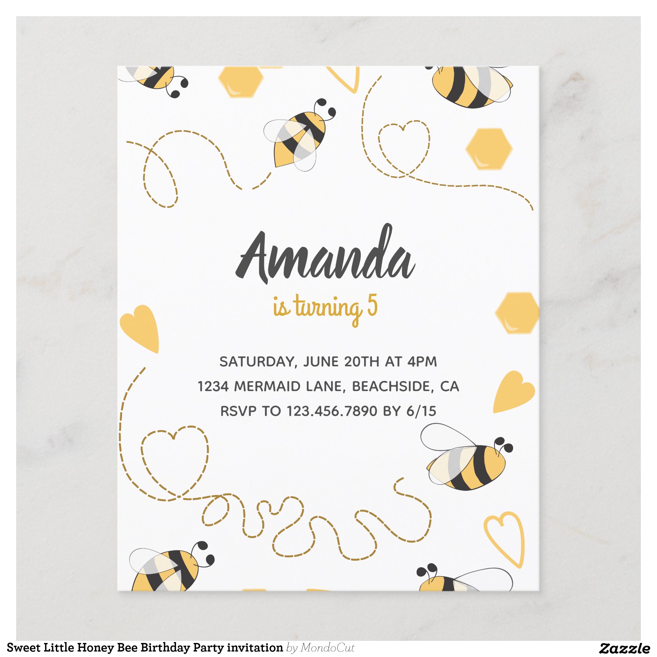 Sweet Little Honey Bee Birthday Party invitation Flyer