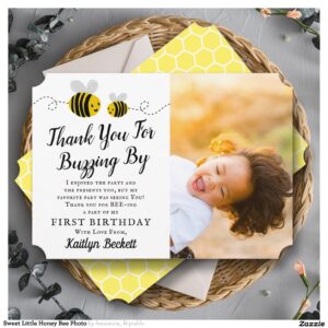 Sweet Little Honey Bee Photo Thank You Card