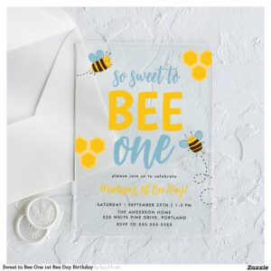 Sweet to Bee One 1st Bee Day Birthday Acrylic Invitations