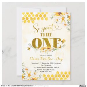 Sweet to Bee One First Birthday Invitation
