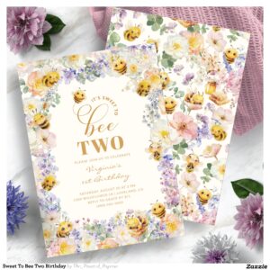 Sweet To Bee Two Birthday Invitation