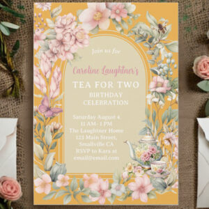 Tea For Two Wildflower Garden Birthday Invitation