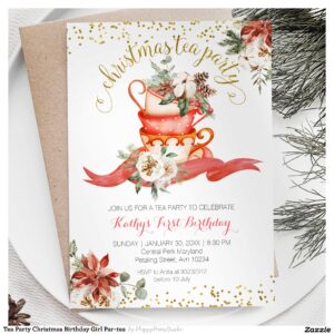 Tea Party Christmas Birthday Girl Par-tea Invitation