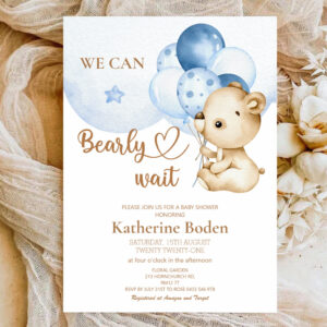 Teddy Bear Baby Boy Baby Shower Invitation