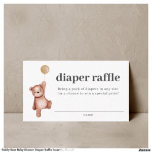 Teddy Bear Baby Shower Diaper Raffle Insert