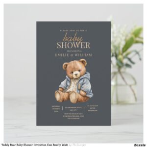 Teddy Bear Baby Shower Invitation Can Bearly Wait