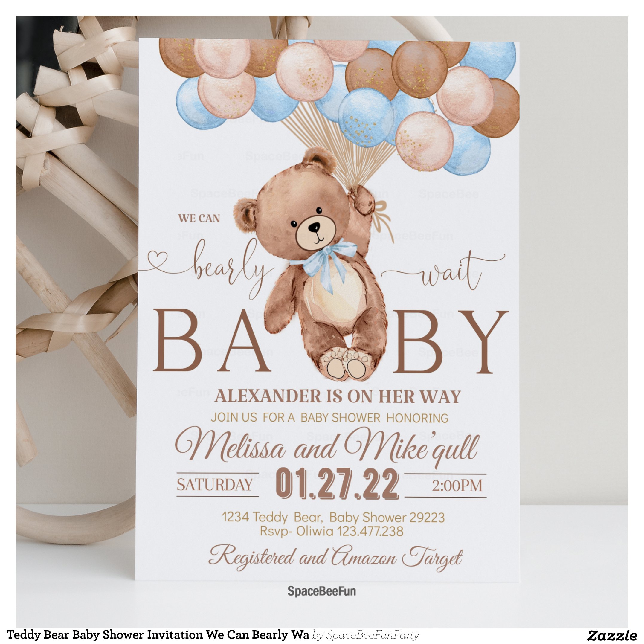 Teddy Bear Baby Shower Invitation We Can Bearly Wa