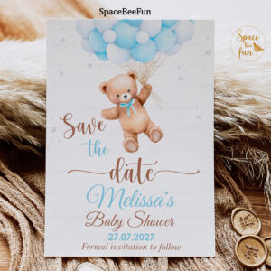 Teddy Bear Baby Shower Save The date We Can Bearly Invitation