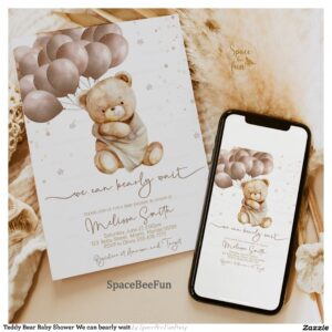 Teddy Bear Baby Shower We can bearly wait Invitation