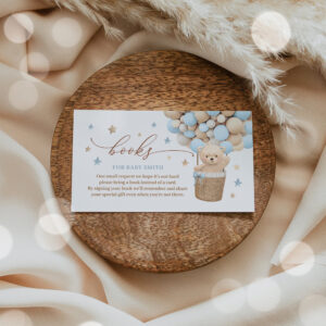Teddy Bear Balloon Baby Shower Book Request Enclosure Card