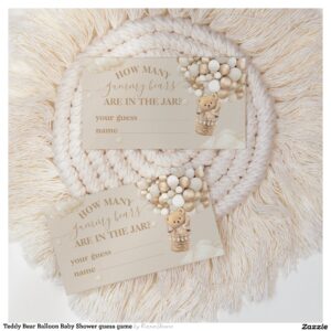 Teddy Bear Balloon Baby Shower guess game Enclosure Card